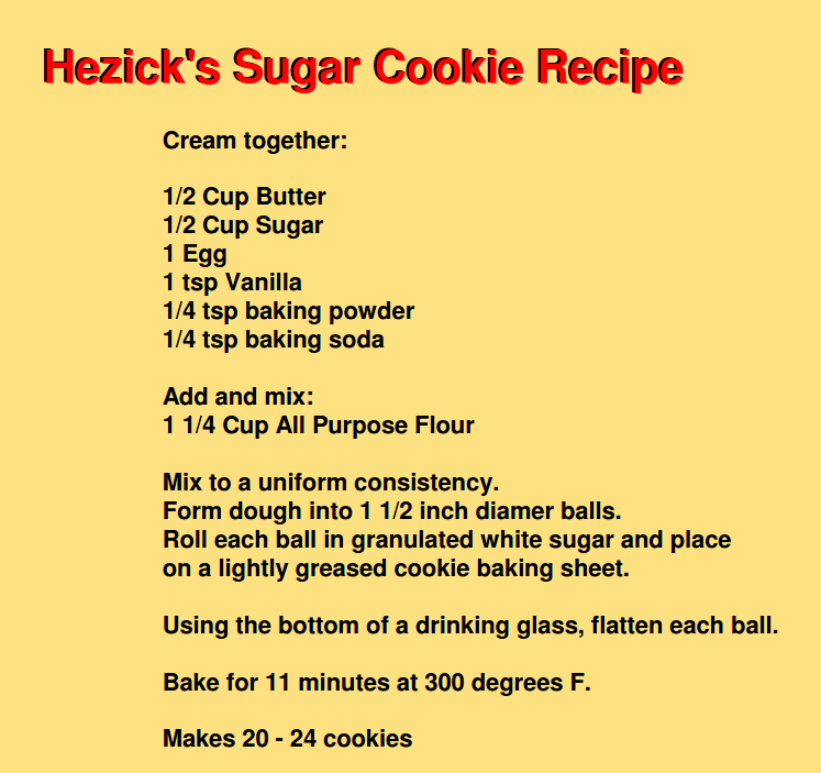 Hezick's Sugar Cookie Recipe